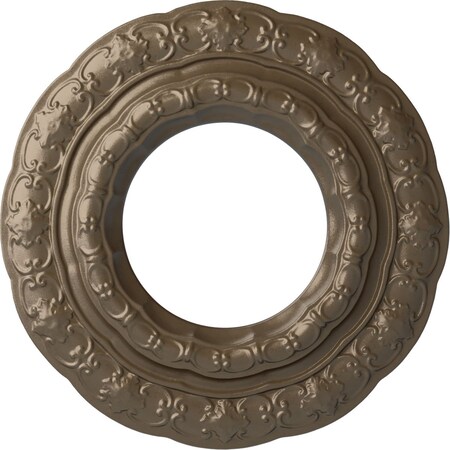 Ekena Millwork Lisbon Ceiling Medallion (Fits Canopies up to 7"), Hand-Painted Warm Silver, 15 3/8"OD x 7"ID x 1"P CM15LIWSS